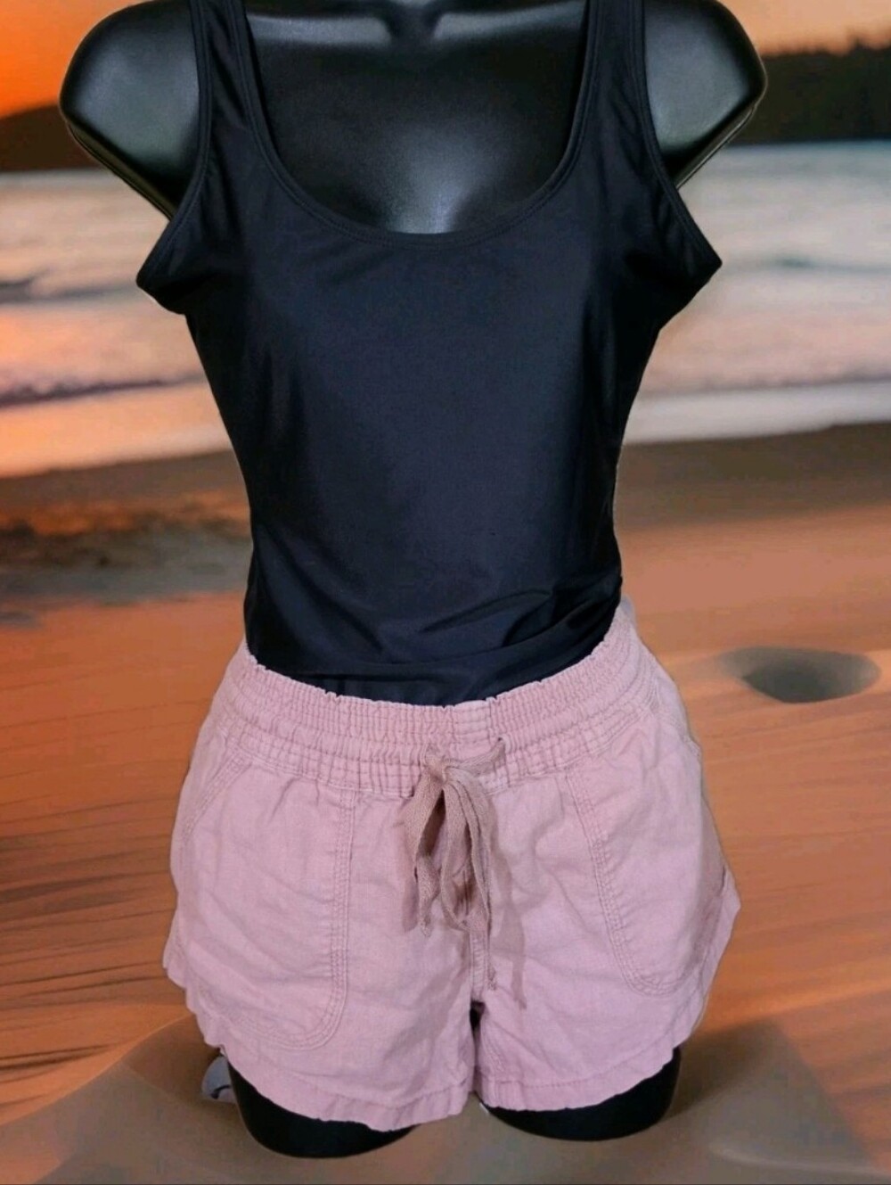 Altar’d State Shorts Womens Small Ashe Rose Linen Blend Drawstring Pockets EUC